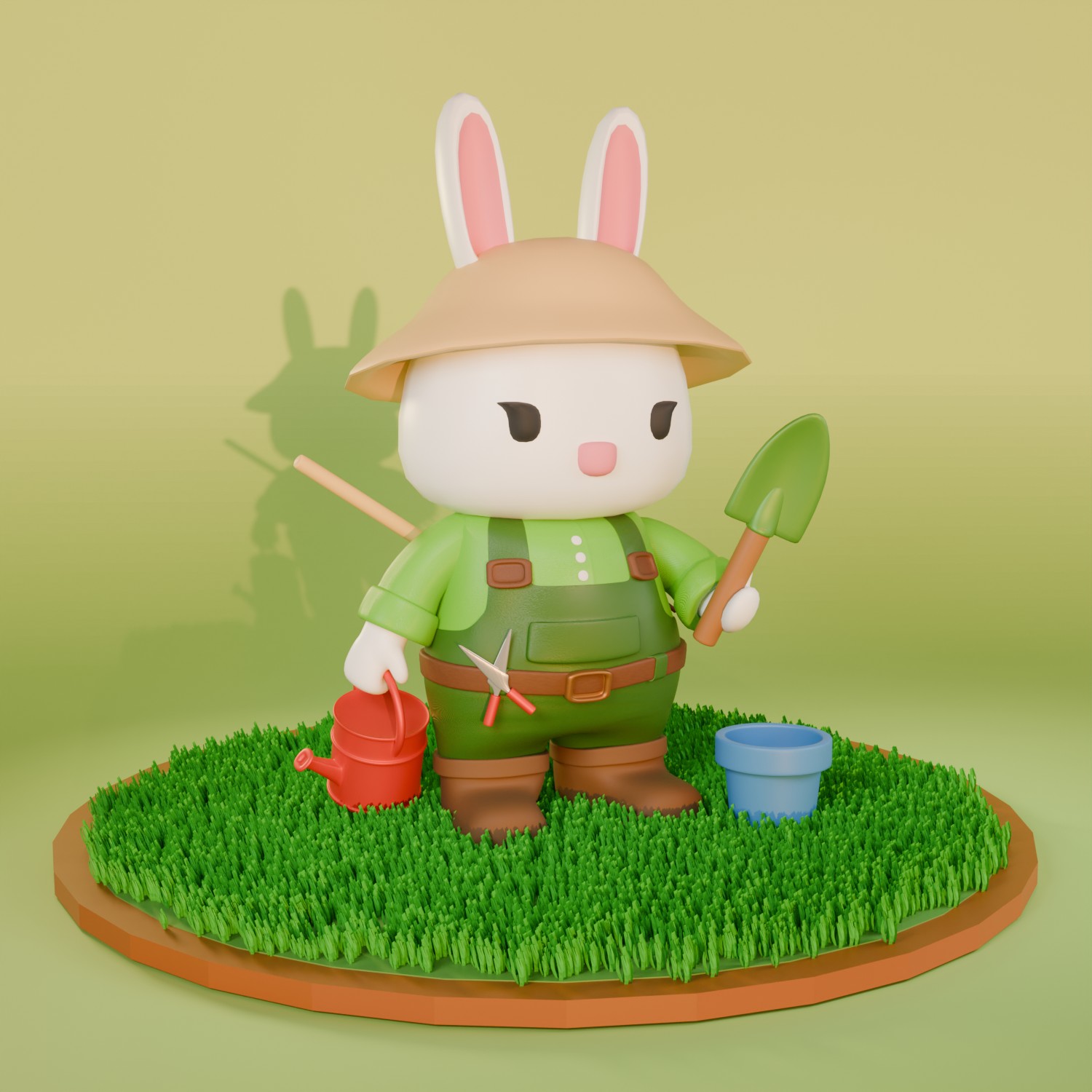Art Toy Conejo — Render Frontal de Estudio