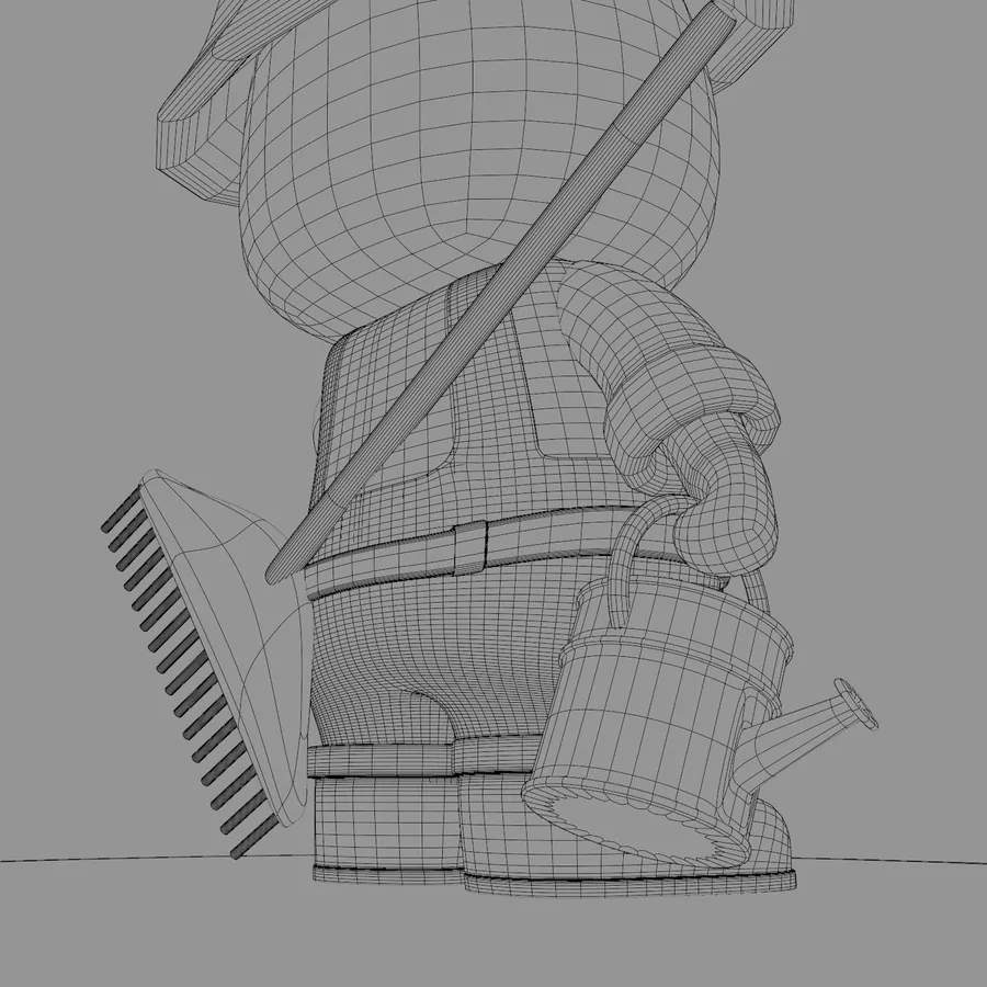 Art Toy Conejo · Wireframe & Topología Posterior