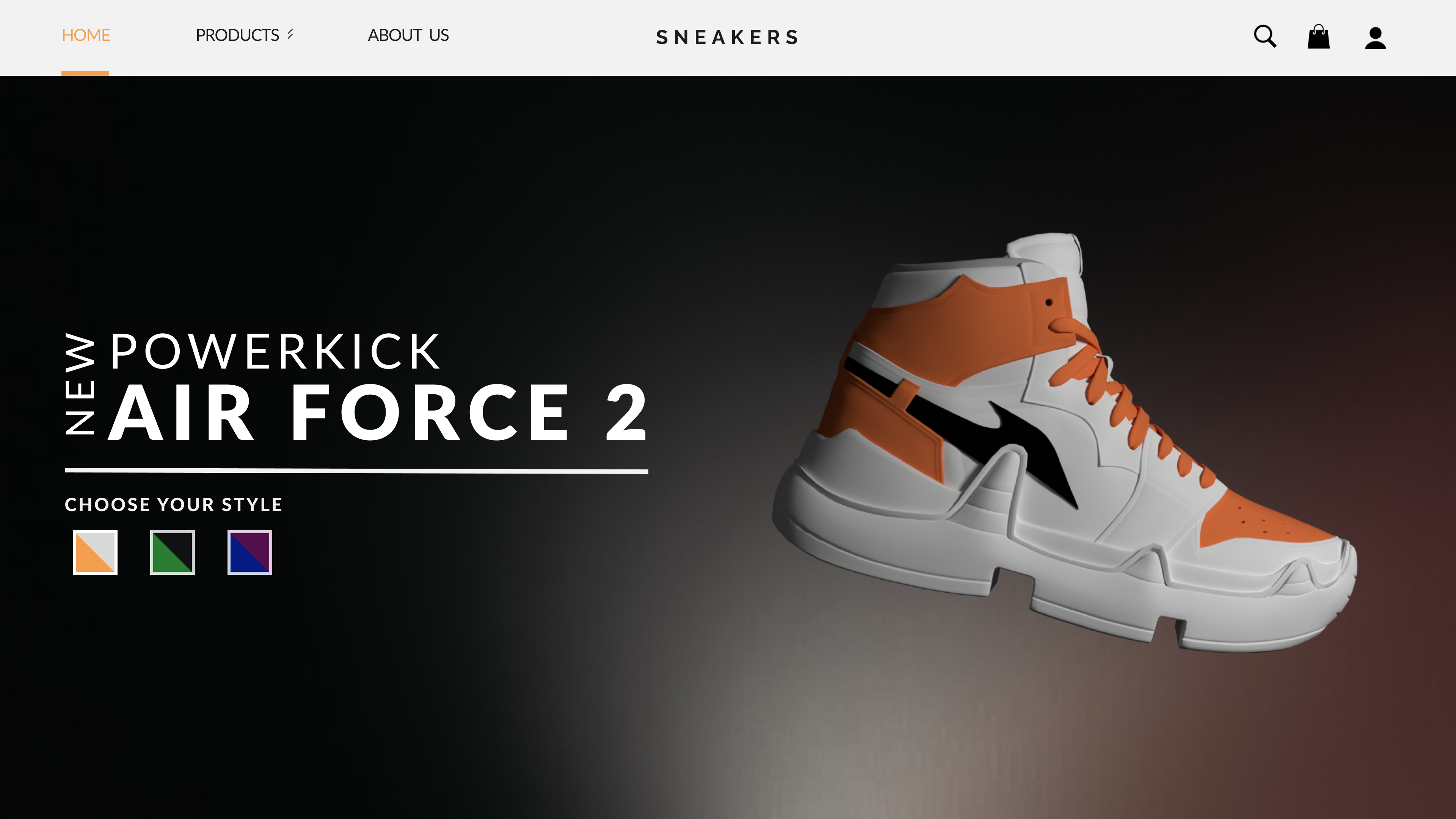 Powerkick UI Modo Dark — Sneaker Air Force 2