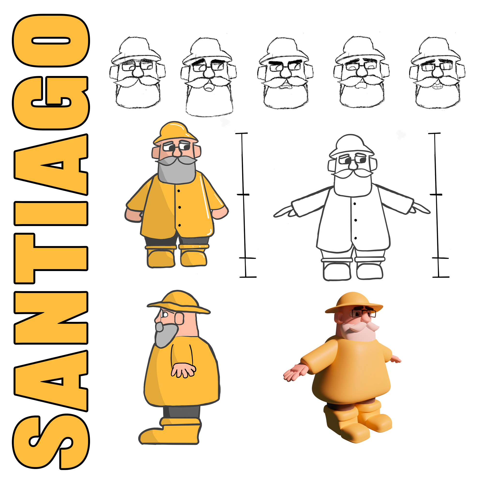 Santiago Character Model Sheet